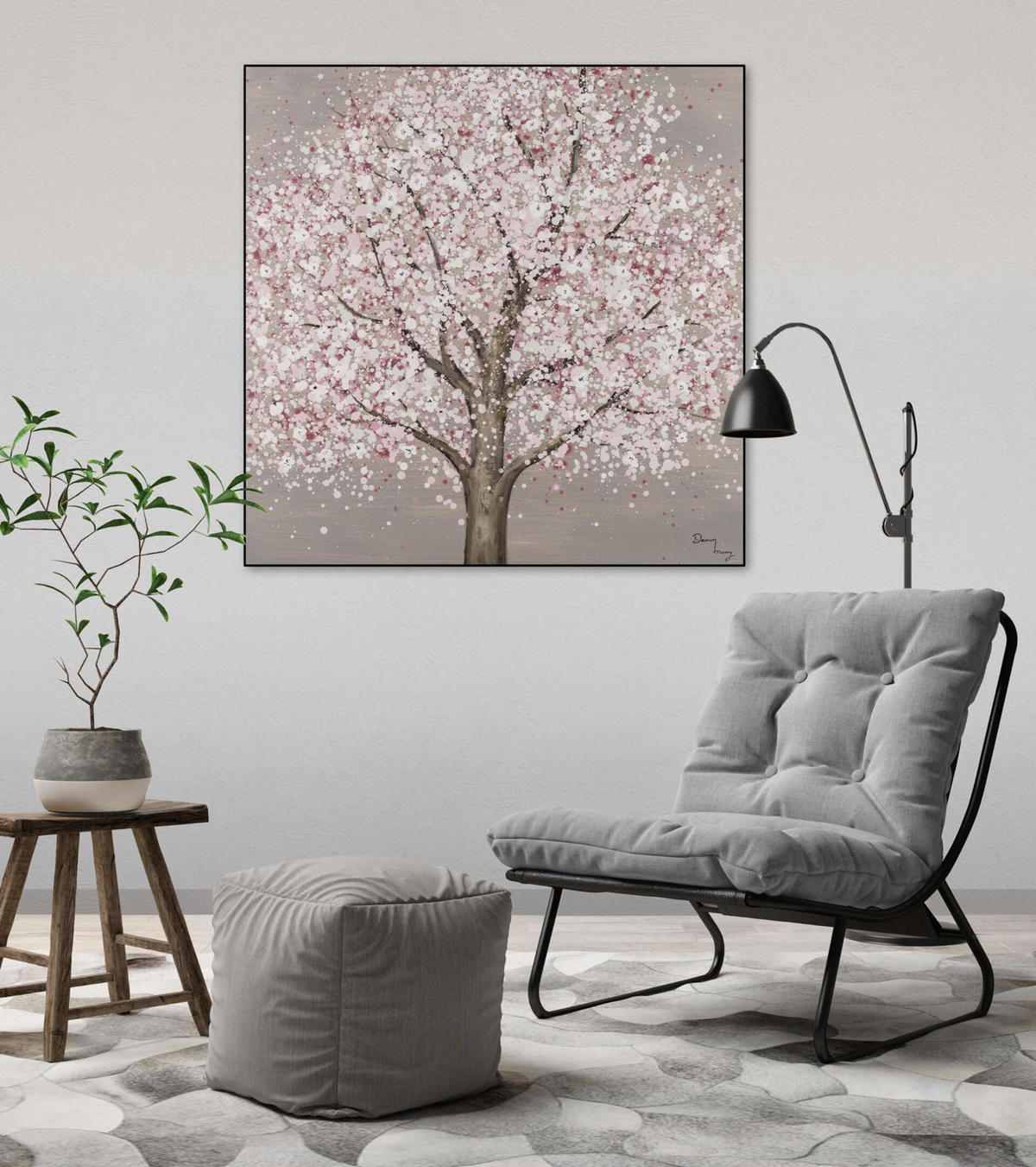 ACRYLBILD HANDGEMALT 80/80 cm - Weiß, Holz/Textil (80/80cm) - KUNSTLOFT