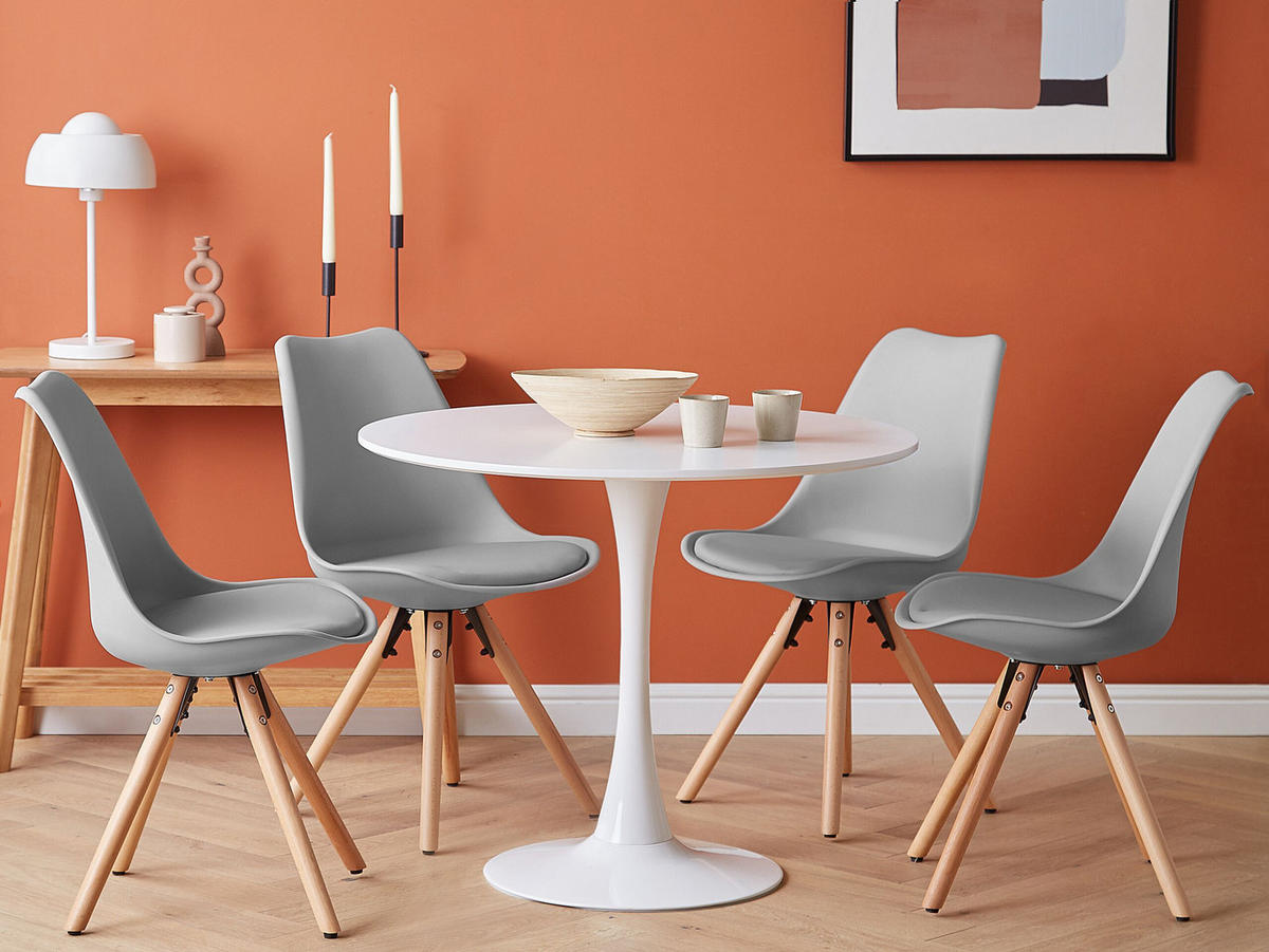 ESSZIMMERSTUHL 2er-Set Kunststoff Grau Dakota - Grau, Holz/Kunststoff (47/84/43cm) - Beliani