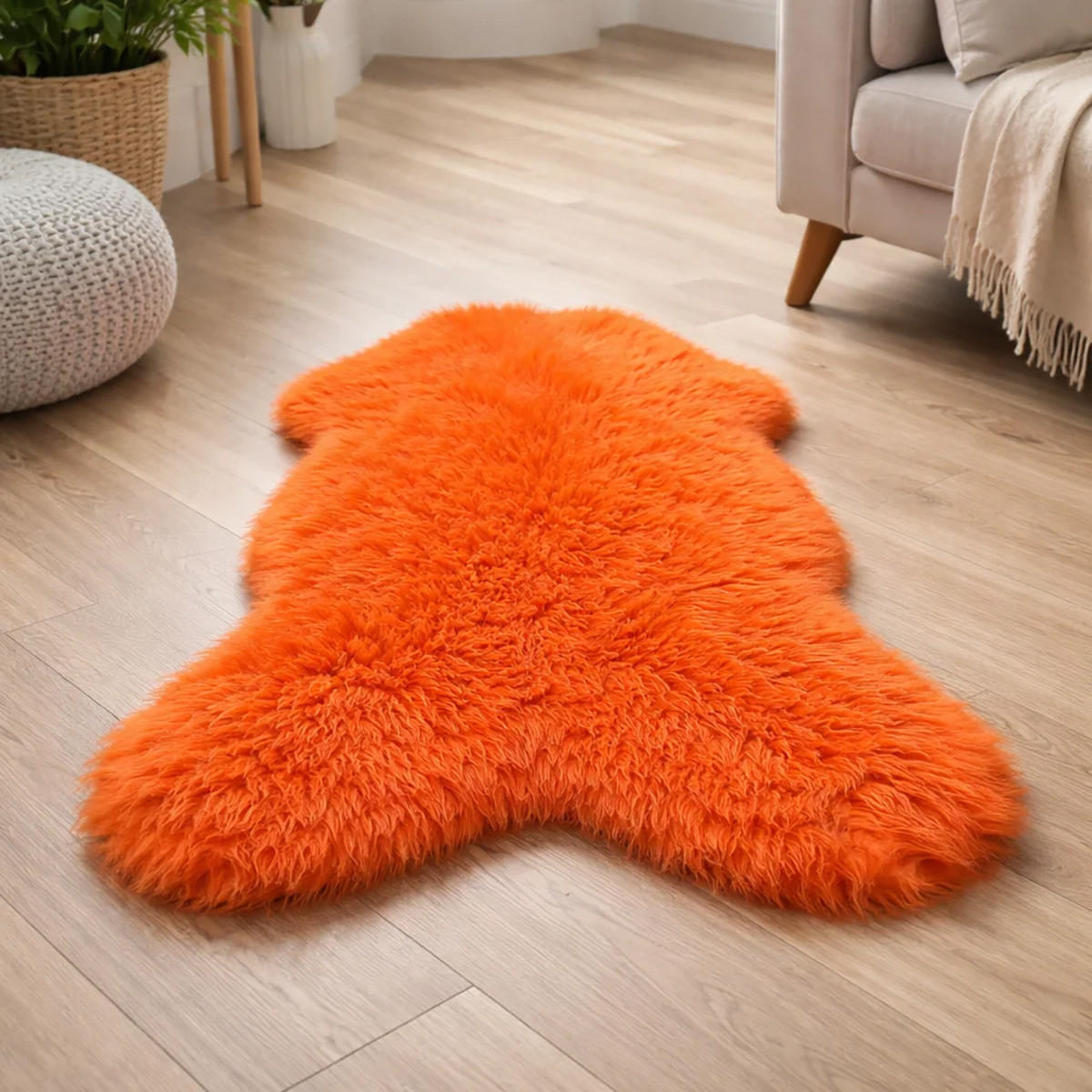 LAMMFELL Öko bunt gefärbt weich Fell Teppich Orange ca. 90 cm - Orange, Fell (50/90cm) - Provellus