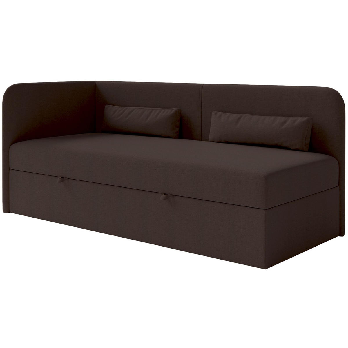 JUGENDBETT Calmmo Dunkelbraun mit Chenille-Bezug, Kopfteil links - Dunkelbraun, Textil (90/200cm) - Selsey