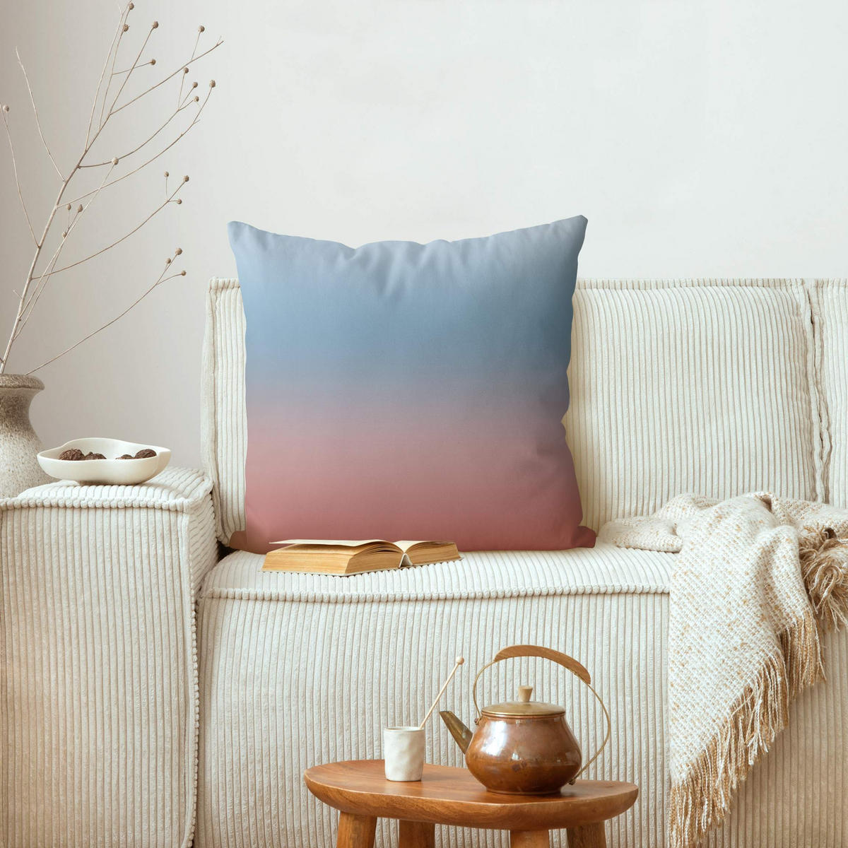 KISSENBEZUG Blau-Rosa Farbverlauf 40/40 cm - Blau, Textil (40/40cm) - Bilderwelten