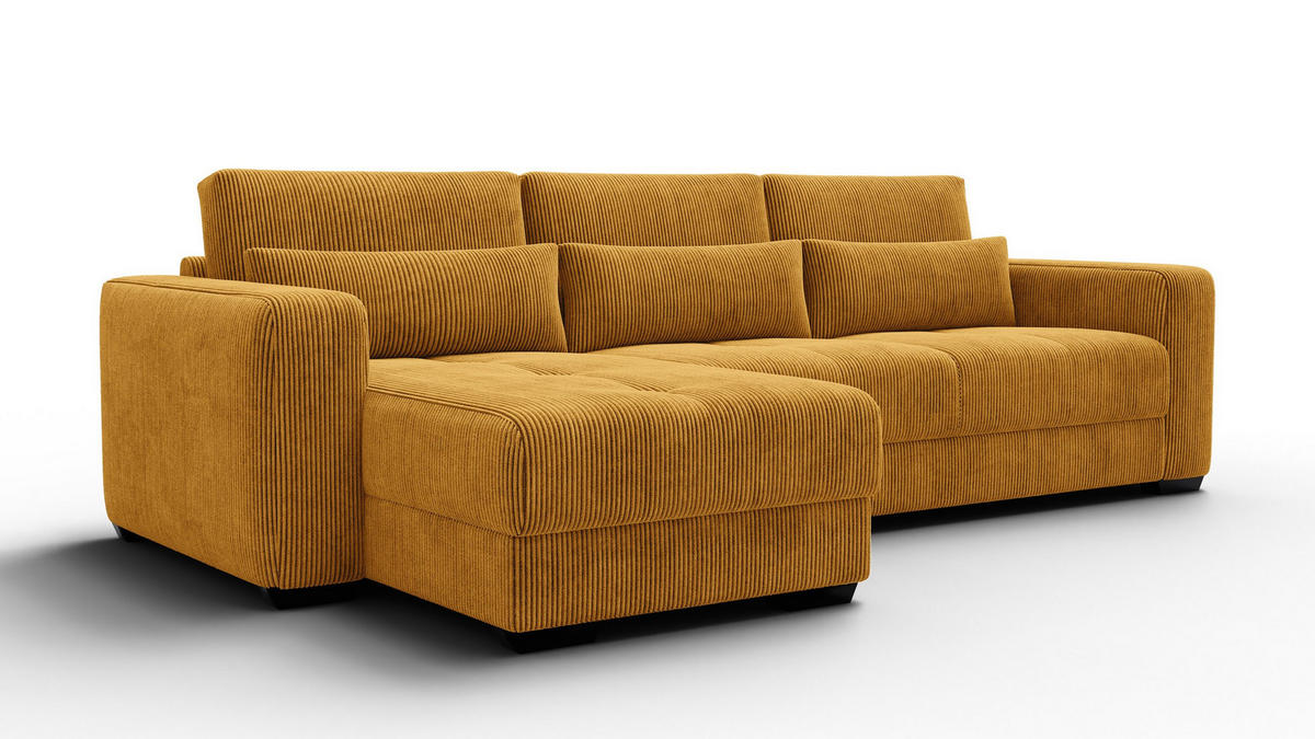 ECKSOFA OLI 4-Sitzer links, safran - Gelb, Holz/Textil (295/172cm) - Courtois Laville