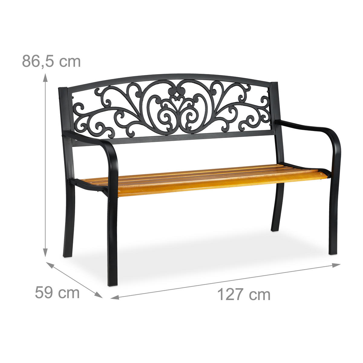 GARTENBANK - Multicolor, Holz/Metall (127/86.5/59cm) - Relaxdays