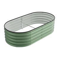 HOCHBEET Pflanzkasten mit Pflanzenstütze aus verzinktem Stahl in verzinkten Hellgrün Ovalen Blumenkasten für Garten Balkon 160 × 80 × 42 cm 8,3 kg - Grün, Metall (80/42/160cm) - Livingandhome