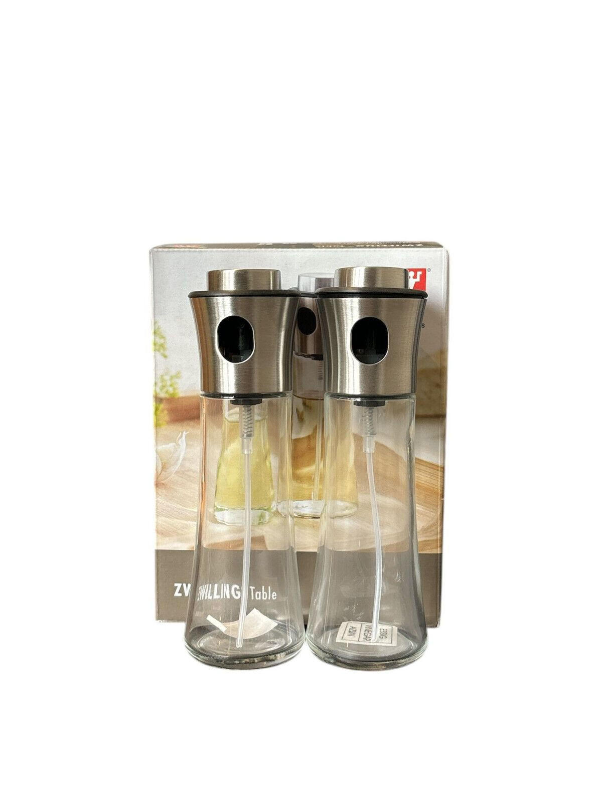 ÖL- & ESSIGSPRÜHER-SET – 2er Set, 200 ml – Glas & Edelstahl, Präzise Dosierung für Salate, Marinaden & Grillgerichte, Langlebig, Spülmaschinengeeignet - Silberfarben, Glas/Kunststoff (6/20/6cm) - Zwilling