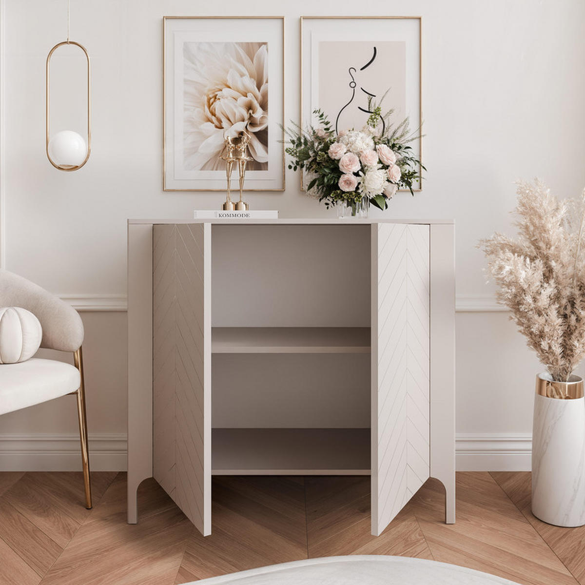 KOMMODE LORIEN 103 cm, Kaschmir - Kaschmir, Holzwerkstoff/Metall (103/95.1/40.6cm) - Idohome