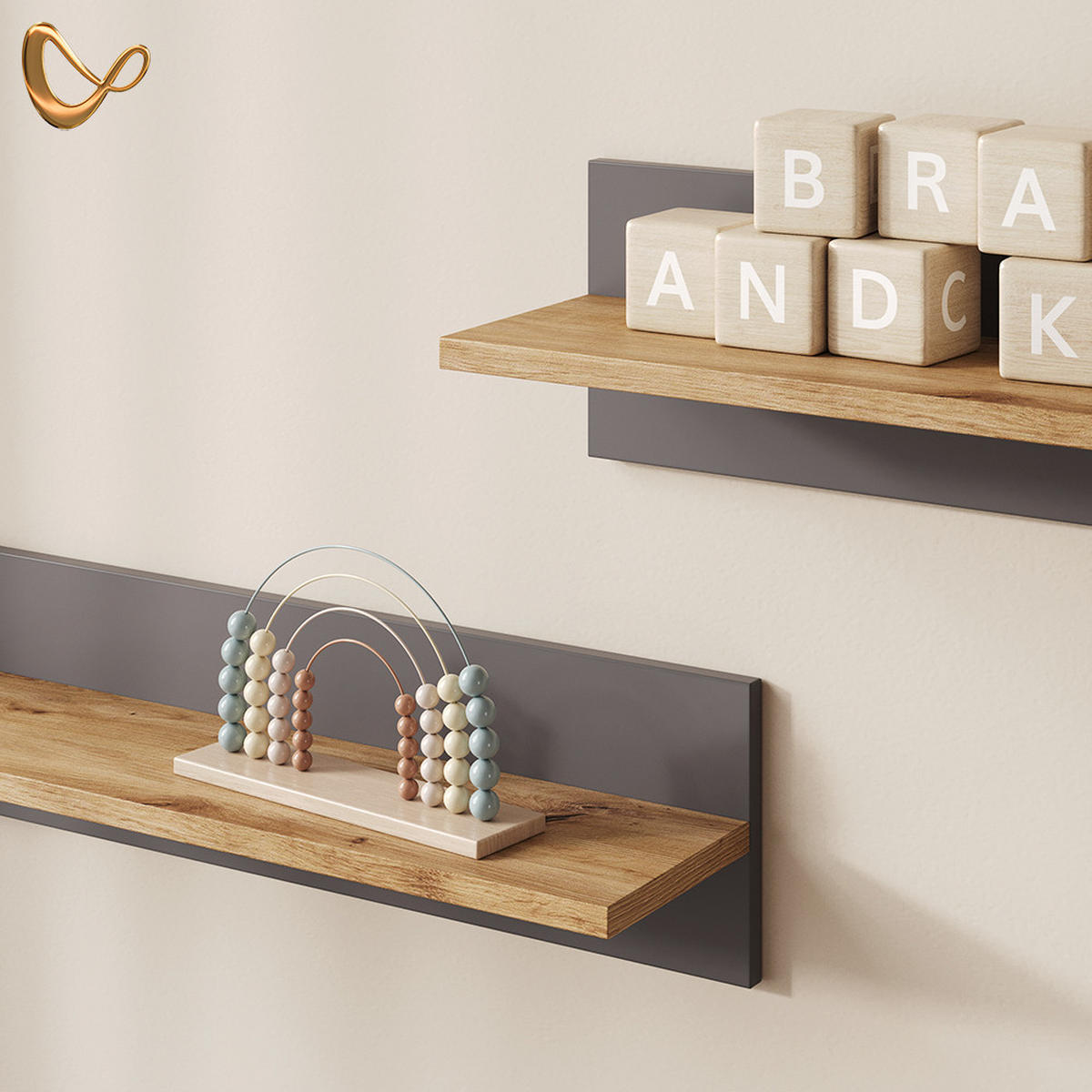 WANDREGAL Mailo Grau/Artisan 70 x 20 cm - Eiche Artisan/Grau, Holzwerkstoff (70/20/18.4cm) - Livinity®