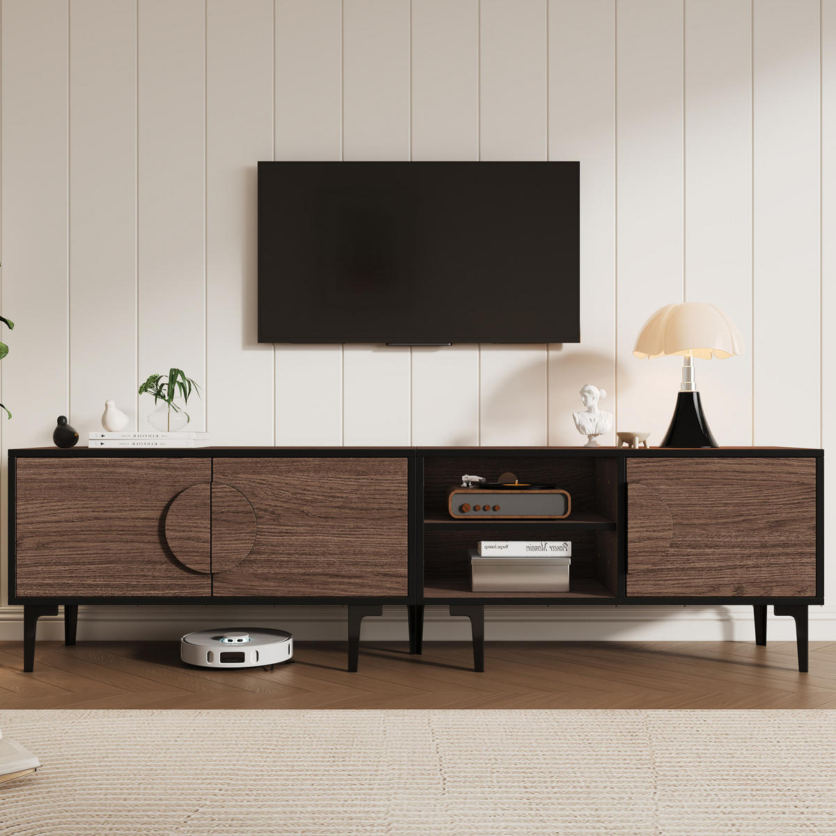 TV-ELEMENT mit 3 Türen 180 x 35 x 49 cm Dark Oak - Braun, Holzwerkstoff (35/49/180cm) - Beauniv