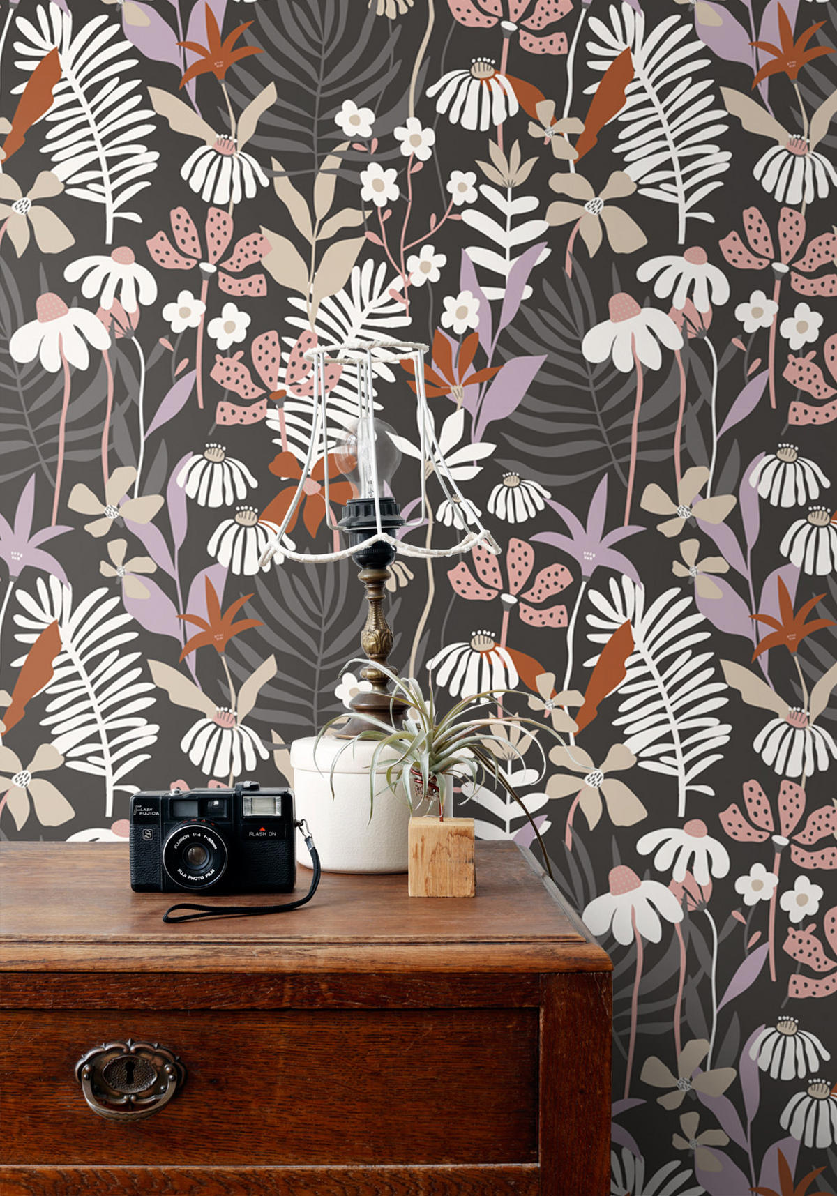 TAPETE tropische Blätter und Blüten 50 x 900 cm - Grau, Papier (50/900cm) - ESTAhome