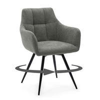 STUHL LUGANO drehbar gepolsterter mit Steppung - grau - Chenille - Schwarz/Grau, Textil/Metall (58/84/59cm) - NEW HOME