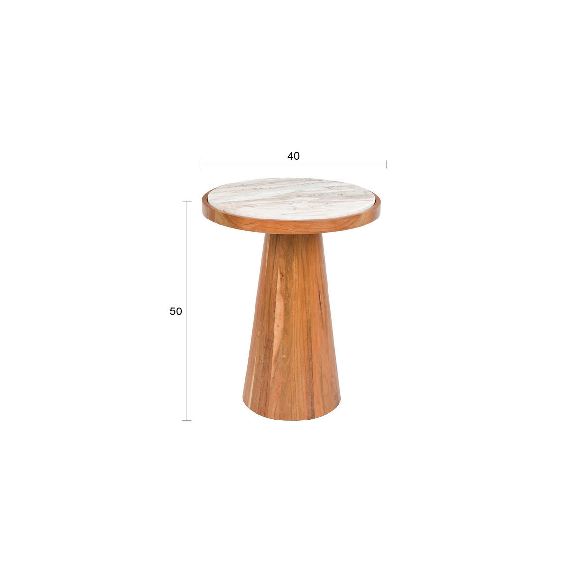 BEISTELLTISCH Mees Rund 40 cm - Braun, Holz (40/40/50cm) - Housecraft Living