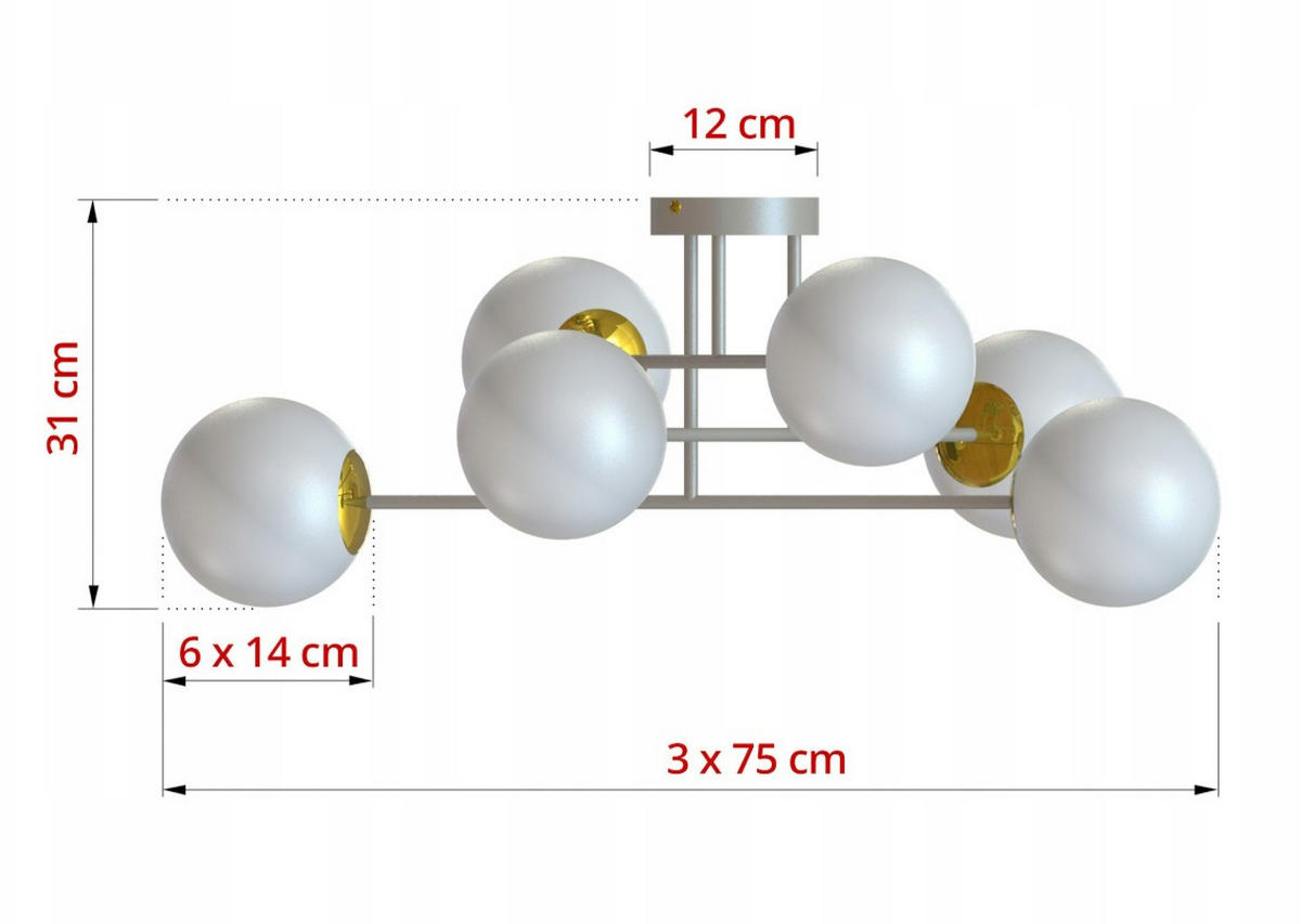 PENDELLEUCHTE ECRU II - Beige/Goldfarben, Glas/Metall (75/75/31cm) - kiki design