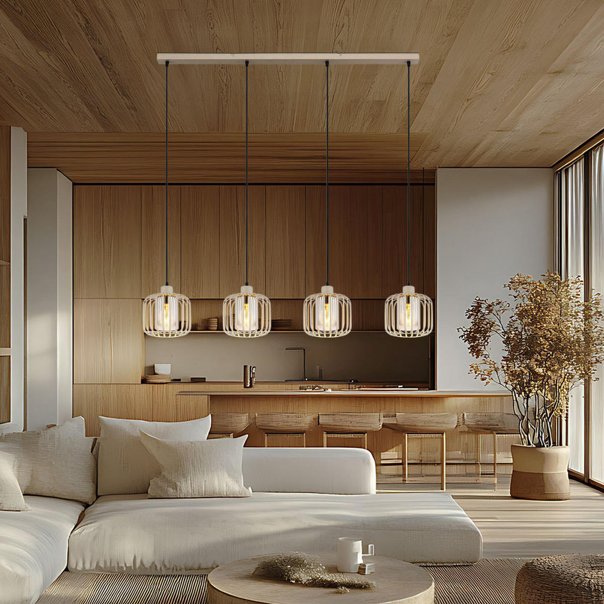 HÄNGELEUCHTE ALFRED Metall Sand - Bernsteinfarben, Glas (108/18/120cm) - Globo Lighting