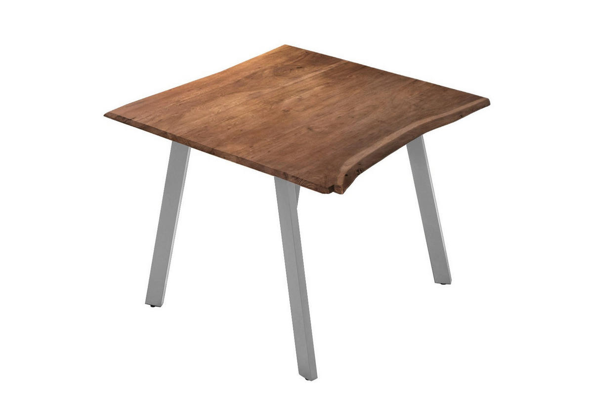 ESSTISCH LAXMI - Silberfarben/Braun, Holz/Metall (80/80/77cm) - SAM