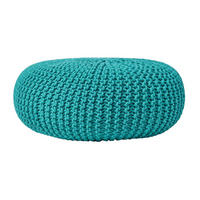 STRICK-POUF petrol-grün, Bodenkissen rund 70/70/23 cm - Grün, Textil (70/23/70cm) - Homescapes