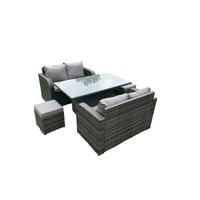 GARTENMÖBELSET Polyrattan 6-Sitzer - Dunkelgrau, Metall - Fimous