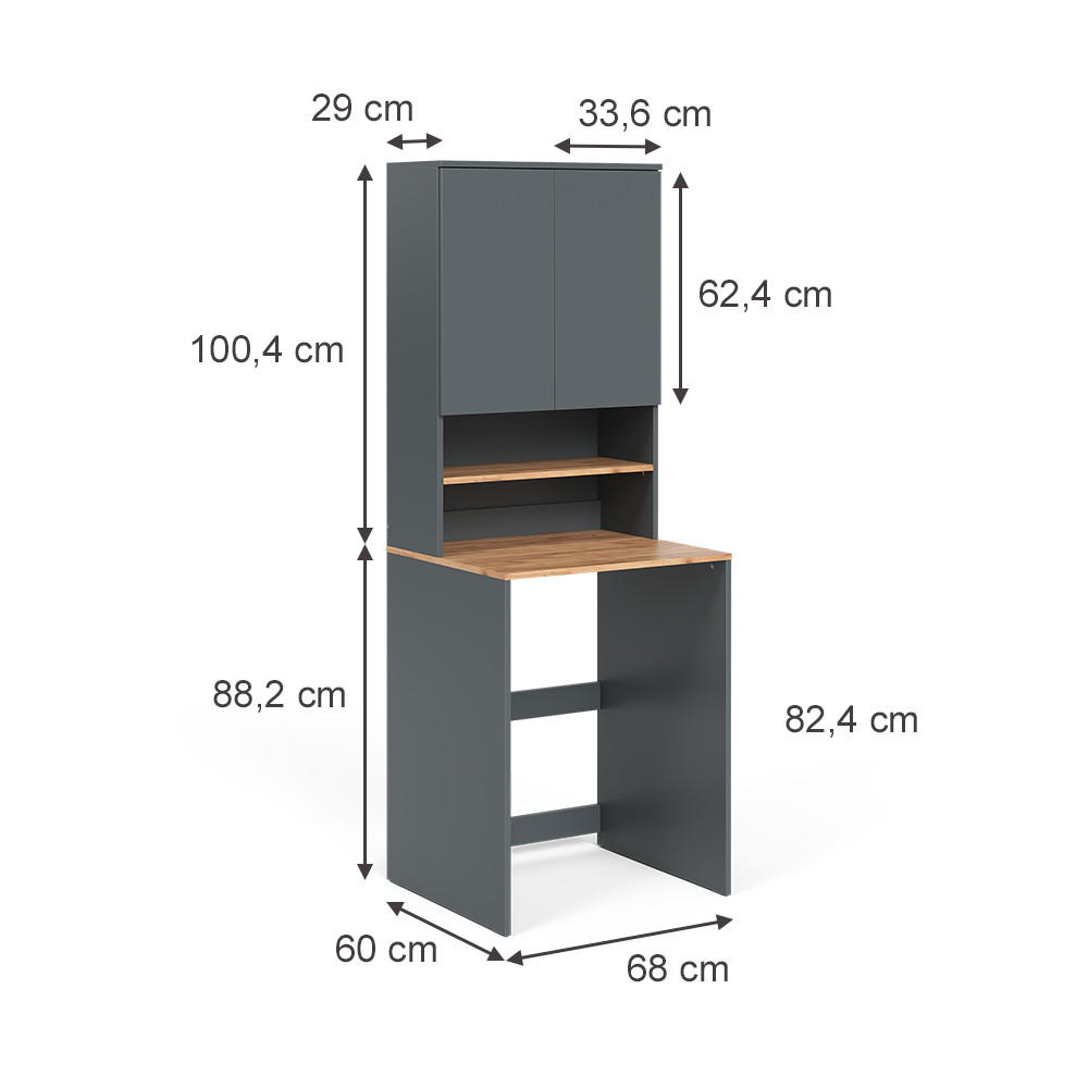 WASCHMASCHINENSCHRANK Viktor Anthrazit/Goldkraft Eiche 68 x 88.2 cm 2 Teile mit Regal - Honigeiche/Anthrazit, Holzwerkstoff (68/88.2/60cm) - Vicco