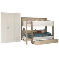 KINDERZIMMER weiß, Eiche 2-teilig, Jugendzimmer-Set mit Etagenbett und Kleiderschrank - Eichefarben/Silberfarben, Holzwerkstoff/Kunststoff (208/165/132cm) - Parisot Meuble