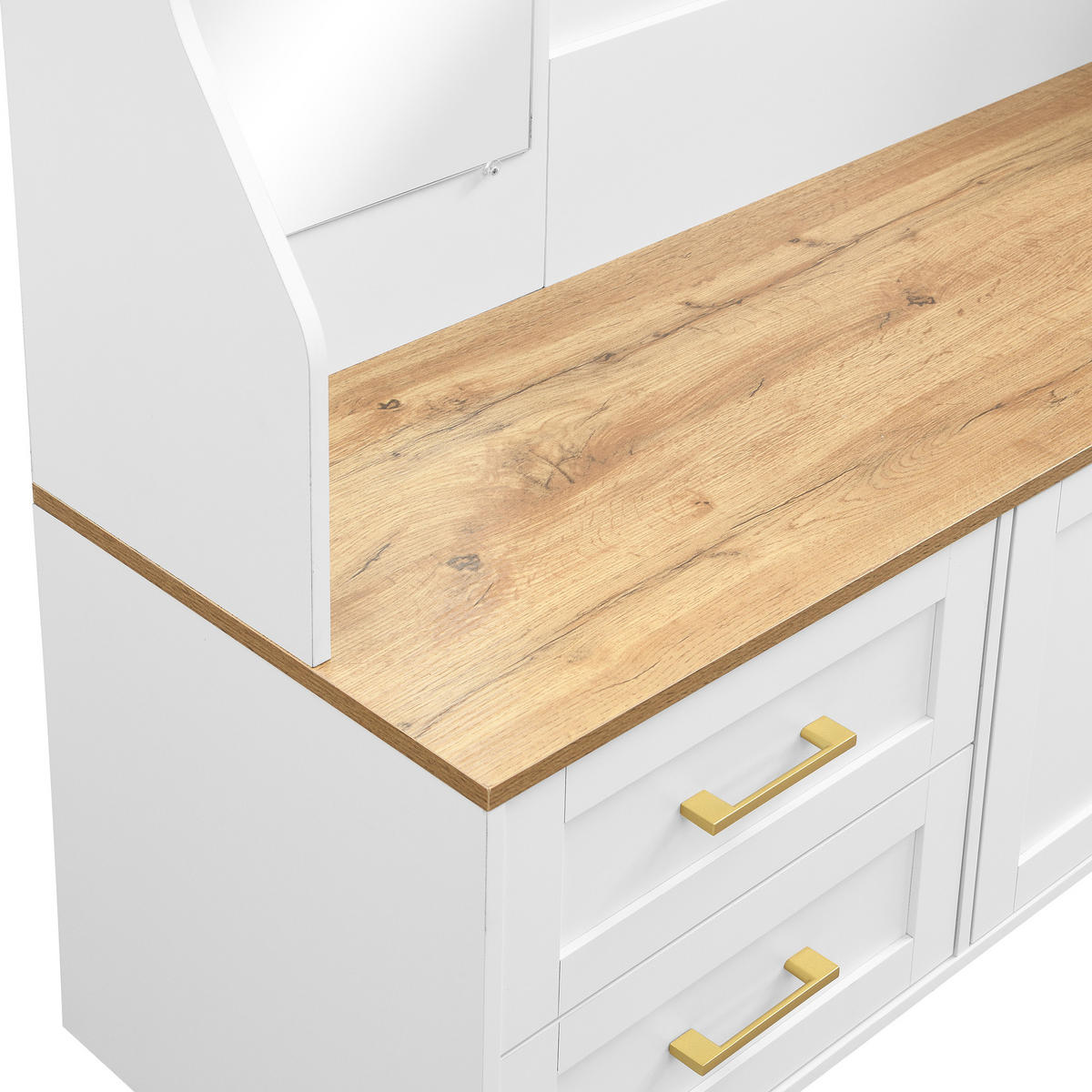 SCHUHSCHRANK aus MDF 120x40x187cm in Weiß mit LED & Spiegel - Weiß, Holzwerkstoff (120/187/40cm) - Modfu