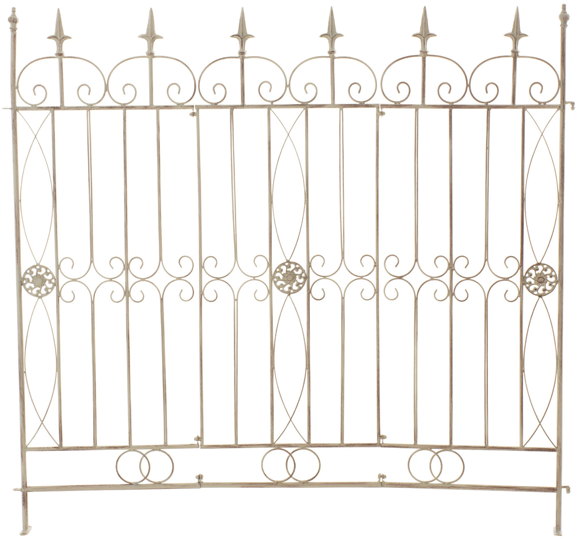 GARTENZAUN Metall antik-creme - Creme, Metall (124/116cm) - CLP
