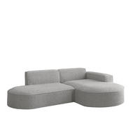 ECKSOFA Designer L-Form MODENA STUDIO Stoff Loop Hellgrau Rechts - Hellgrau, Holz (236/165cm) - Kaiser Möbel