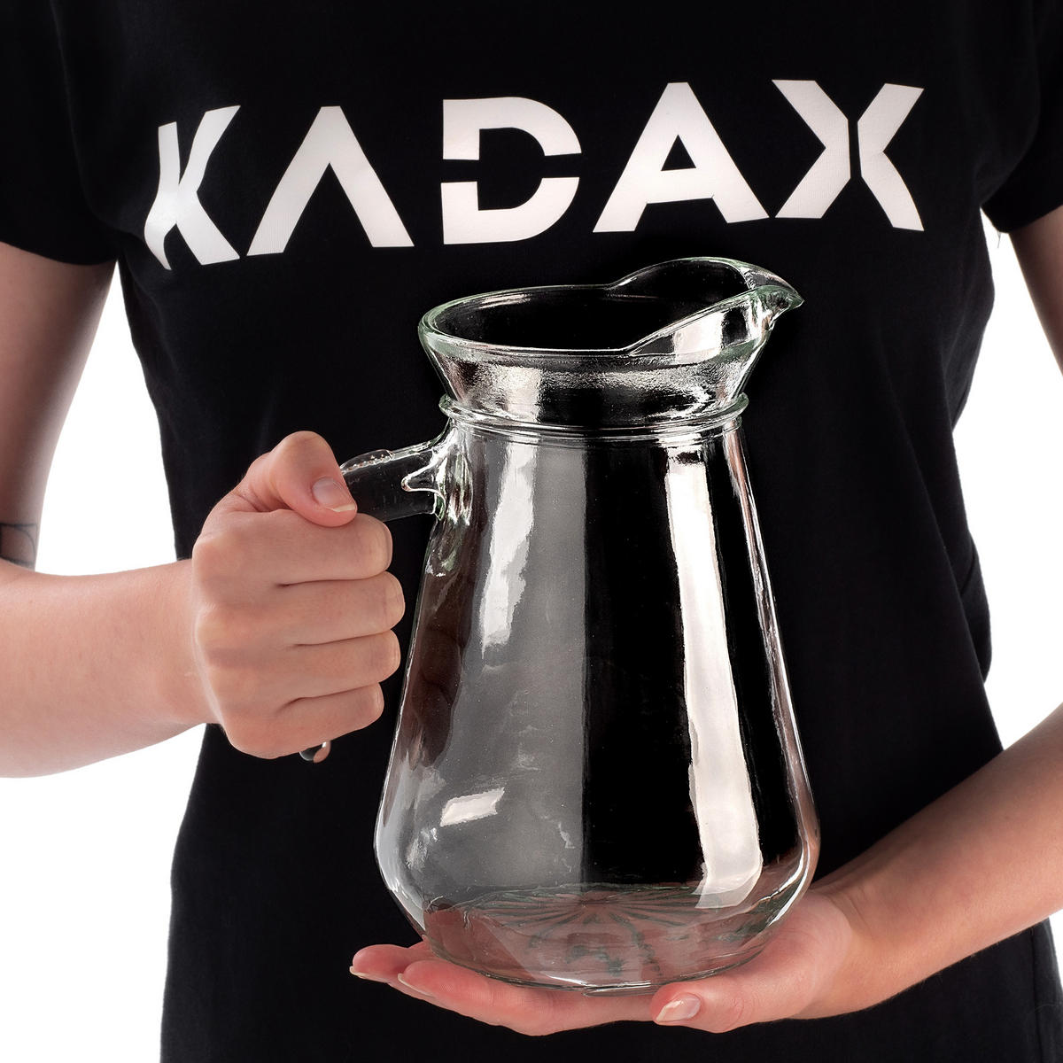 GLASKRUG mit Auslauf und handlichem Griff, 1.3L - Transparent, Glas (1.3L) - KADAX