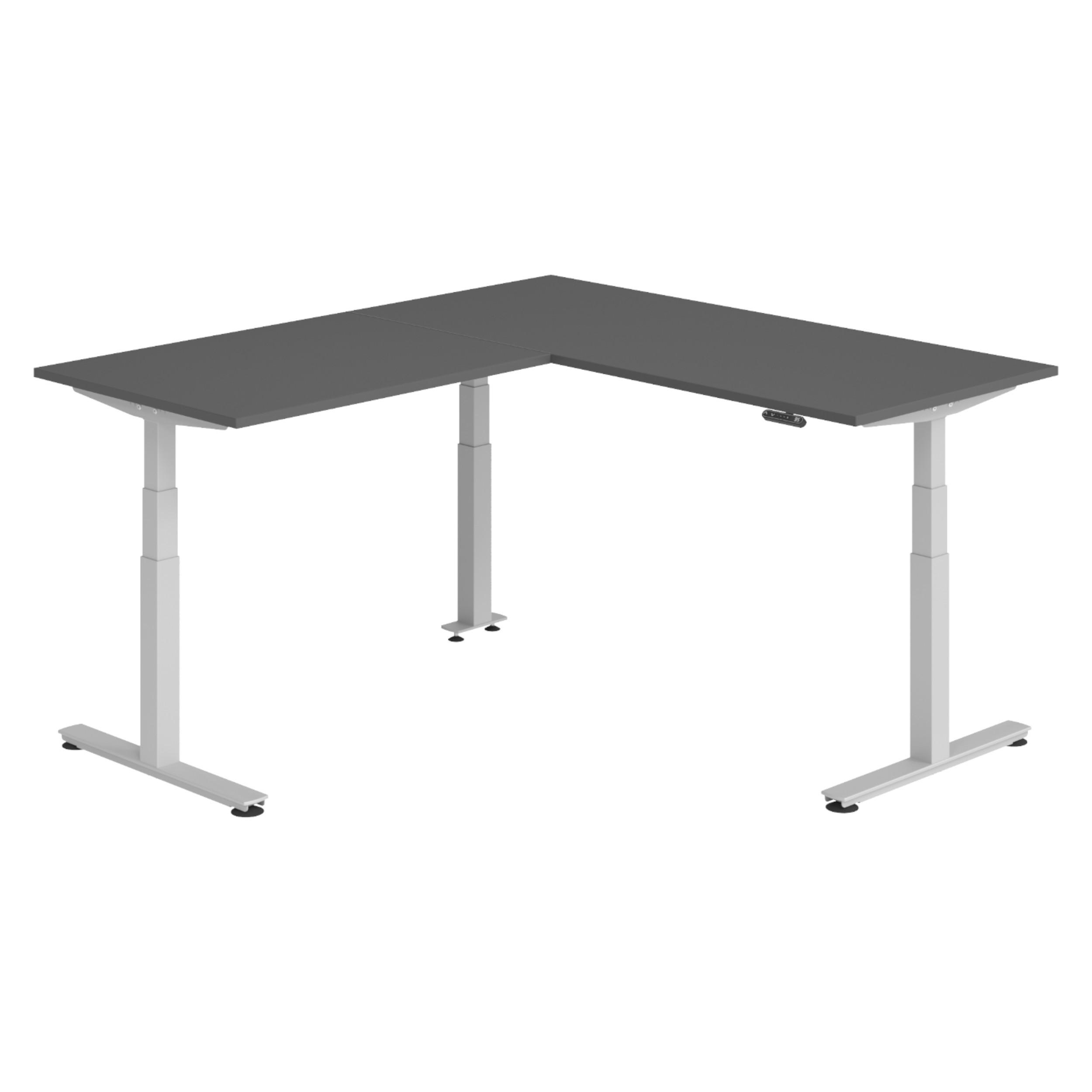 bümö Eckschreibtisch Graphit, Silber 180x74x200 cm