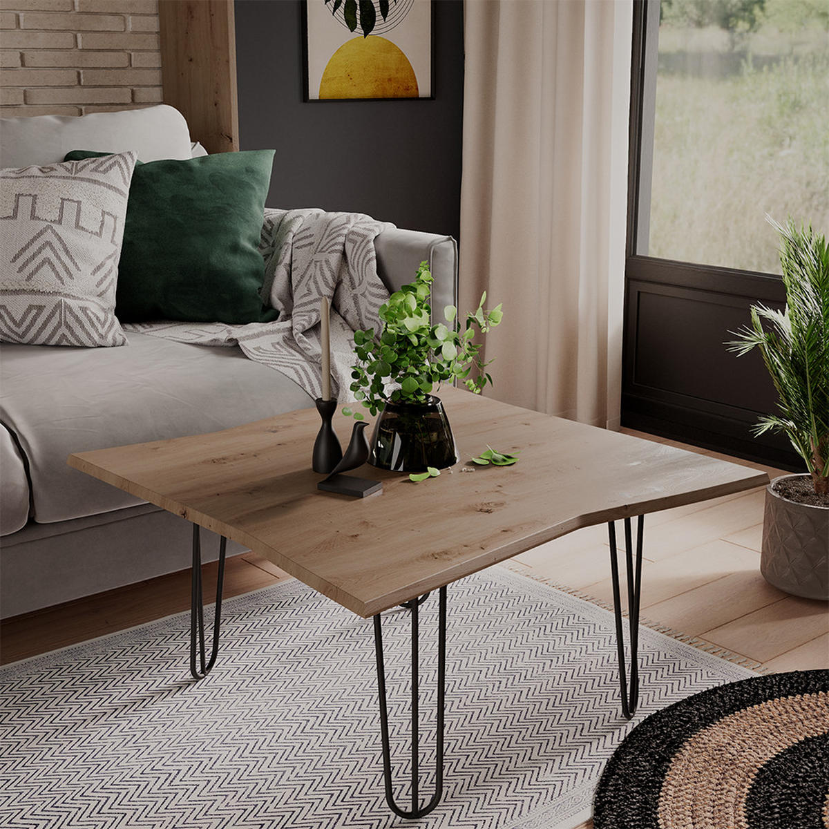 COUCHTISCH Yan Artisan 80 x 80 cm - Hellgrau, Holzwerkstoff (80/80/40cm) - Vicco