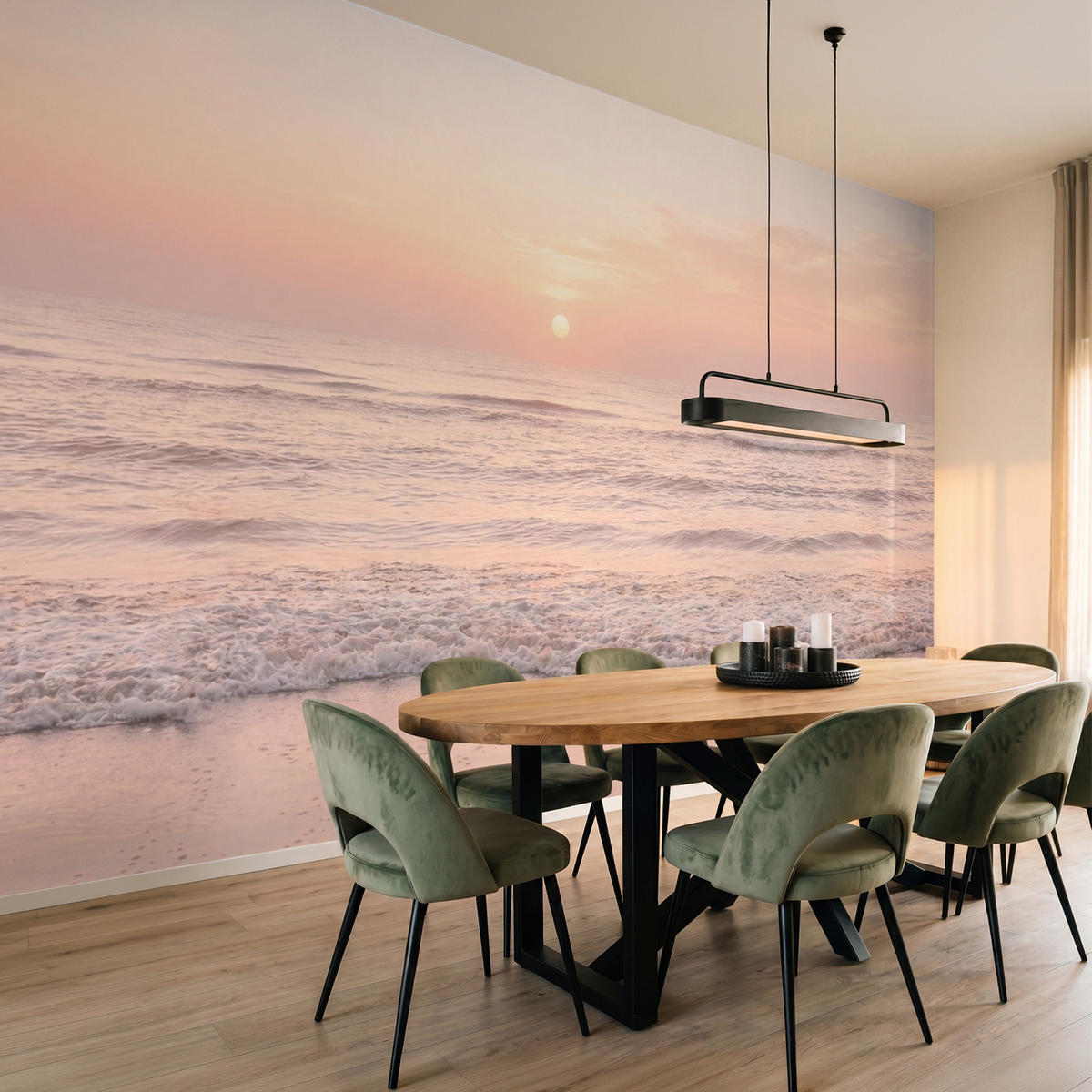 TAPETE - Sonne - Strand - Rosa - 500x280 cm - Hellrosa, Papier (500/280cm) - OnlyWow