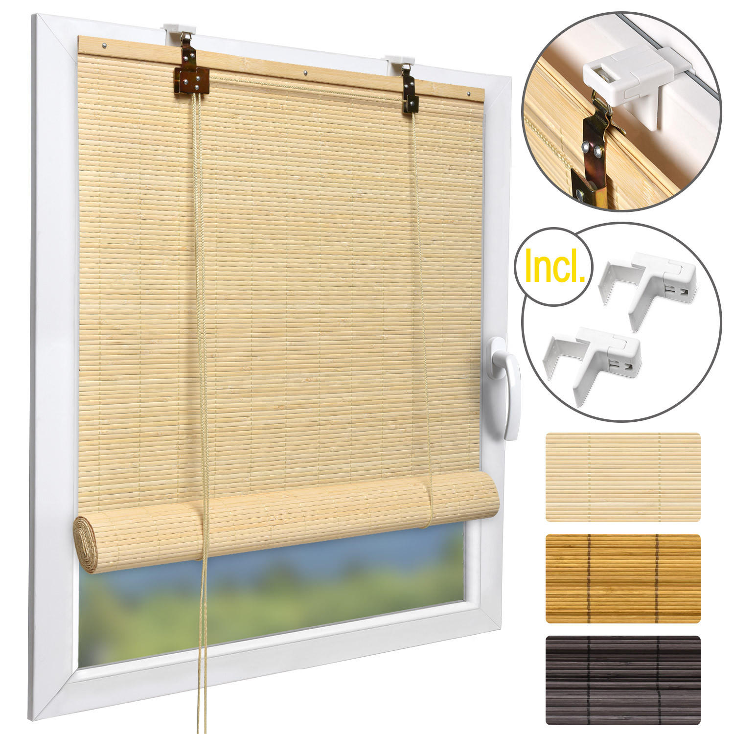 BAMBUSROLLO SolDecor B86 90x160cm Natur - Naturfarben, Holz (90/160cm) - Sol Royal