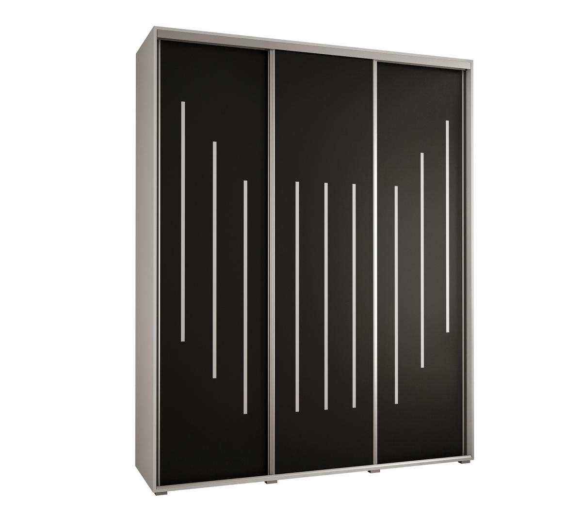 SCHWEBETÜRENSCHRANK 235,2/200/45 3-türig - Silberfarben/Schwarz, Holz/Metall (200/235/45cm) - Abiks Möbel