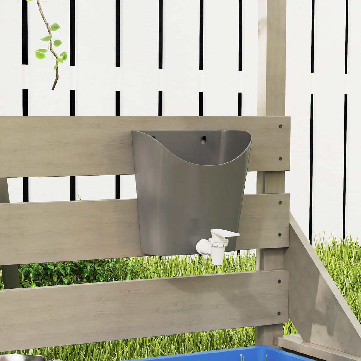 SANDKASTEN Sandkiste groß mit Abdeckung im Schiff Design Matschekiste aus Holz - Grau, Holz (180/103/144.5cm) - Outsunny