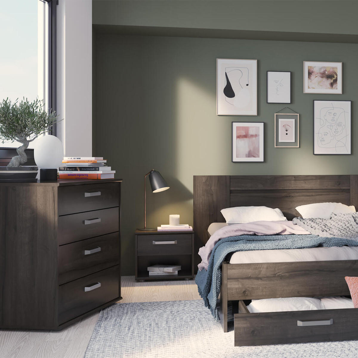 NACHTTISCH 1 Schublade und 1 Nische L43,9 cm - Richmond - Eiche Artisan, Holzwerkstoff (34.6/37.7/43.9cm) - Calicosy