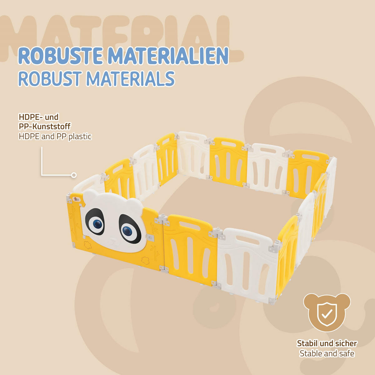 LAUFGITTER Baby faltbar 160 x 160 cm - Gelb, Kunststoff (160/53/160cm) - Joyz