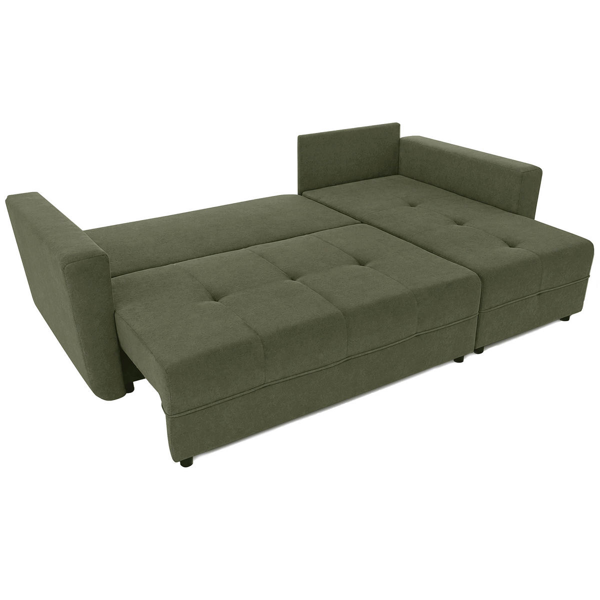 ECKSCHLAFSOFA Verona mit Bettkasten und universeller Ottomane 240 cm, Olivgrün - Olivgrün, Textil (240/148cm) - Beautysofa