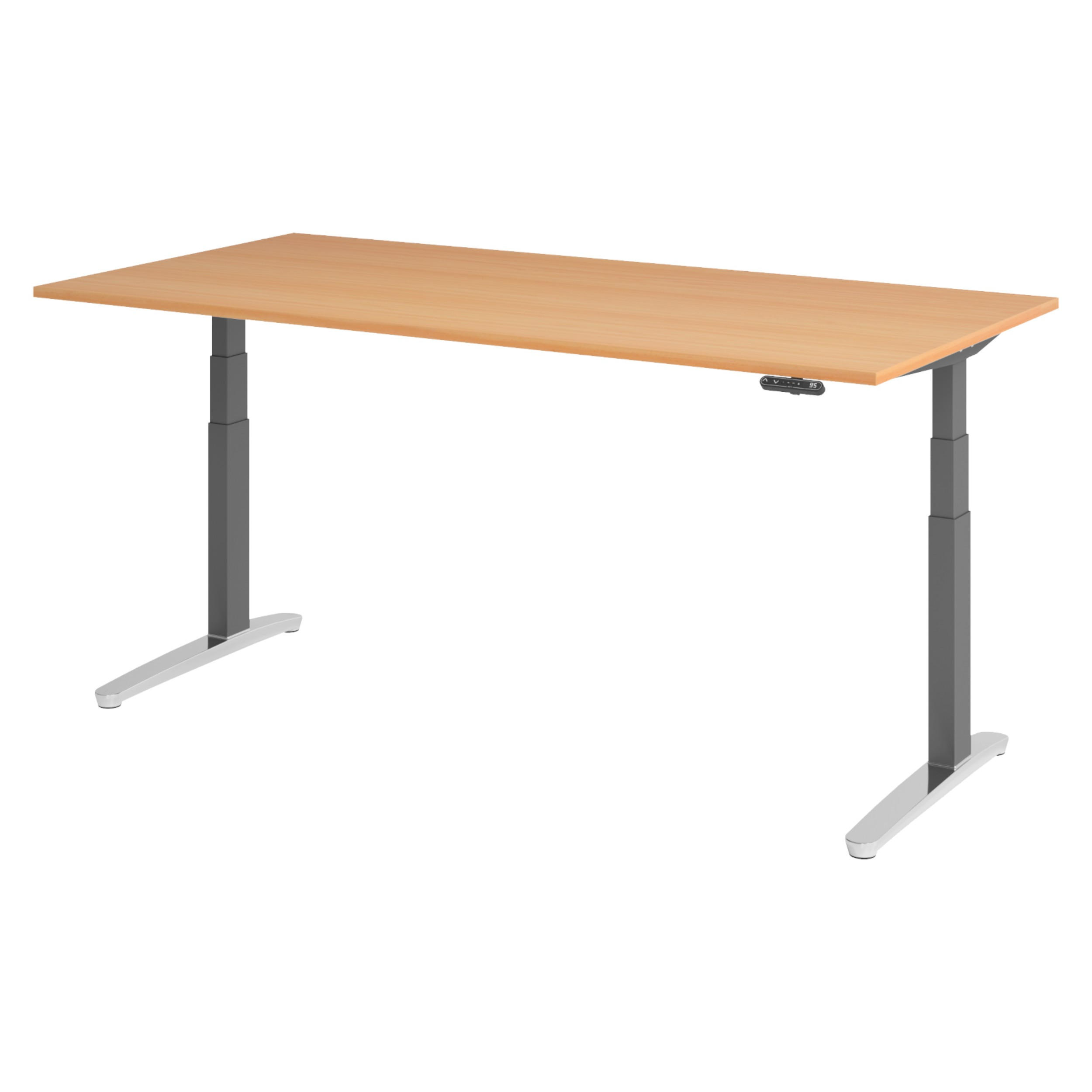 bümö Schreibtisch Buche, Graphit, Silber 200x74x100 cm