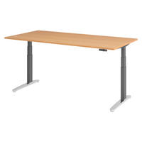 SCHREIBTISCH elektrisch XBHM 100/200/74 cm in Buchefarben/Graphitfarben/Alu poliert - Buchefarben/Graphitfarben, Holzwerkstoff (100/200/74cm) - bümö