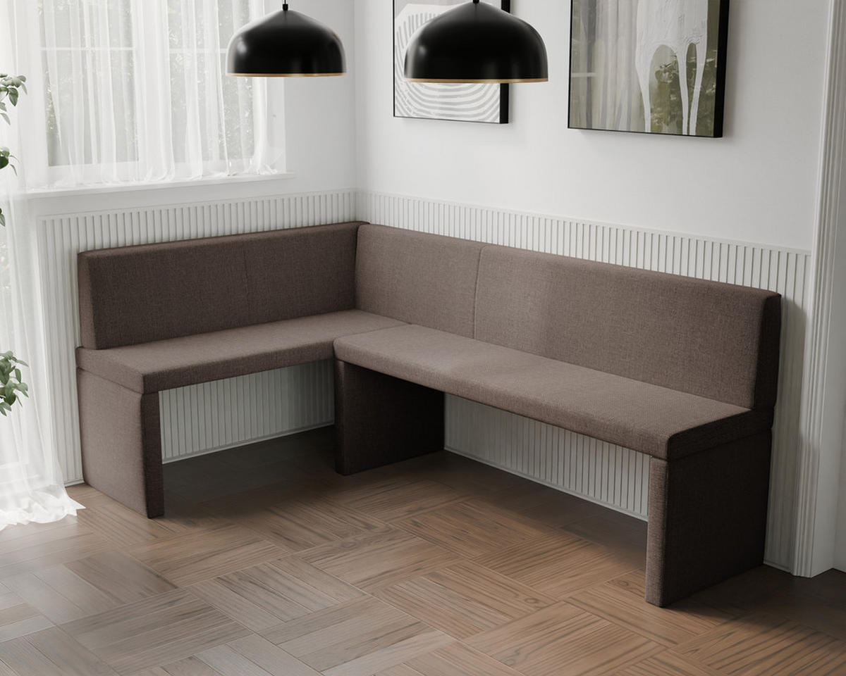 ECKBANK links OWEN Webstoff, 142/196 cm Braun - Braun, Holz/Textil (142/196cm) - Idohome
