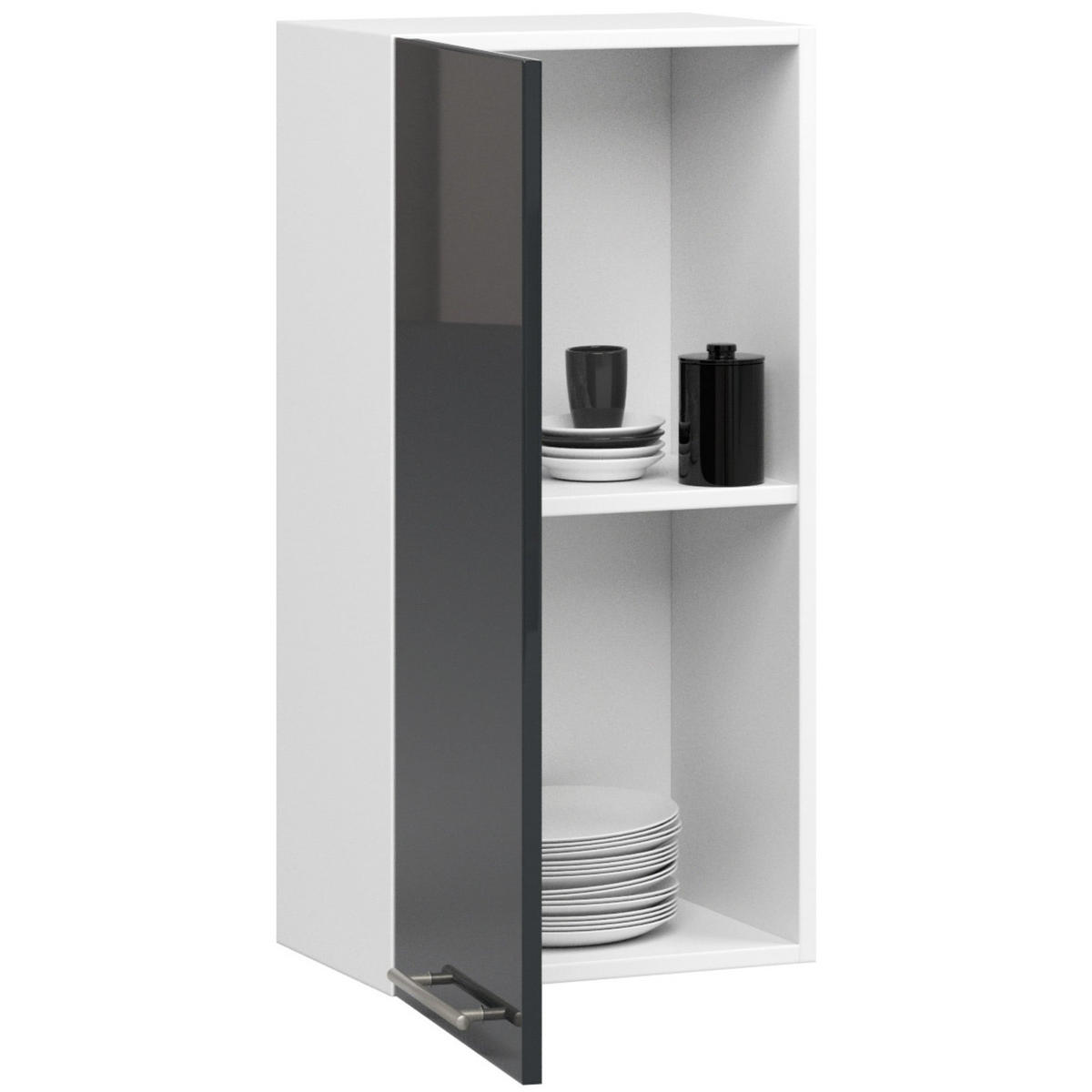 HÄNGESCHRANK Weiß, Graphit Glanz 72/40/30 - Graphitfarben/Weiß, Holzwerkstoff (40/72/30cm) - RAUMHIRSCH FURNITURE