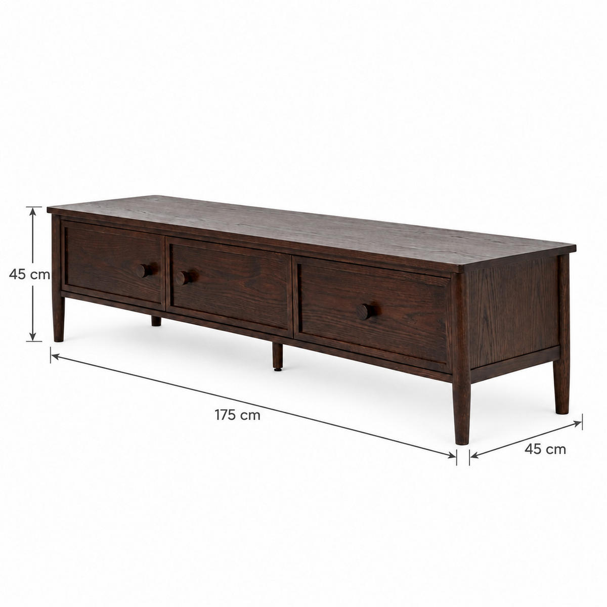 TV-LOWBOARD Rose, Eichenholz und Eichenfurnier, Espresso - Braun, Holz (175/45/45cm) - WOODEK