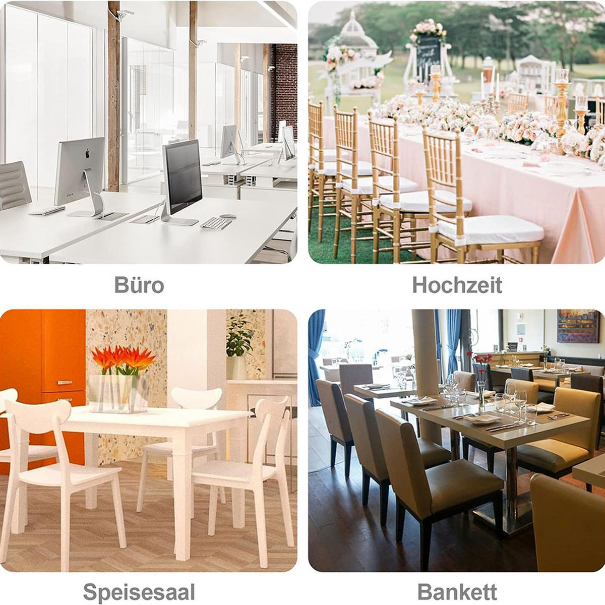 STUHLHUSSE Stretch Waschbar(4-tlg. Set) - Schwarz, Textil (15/25cm) - Kaket