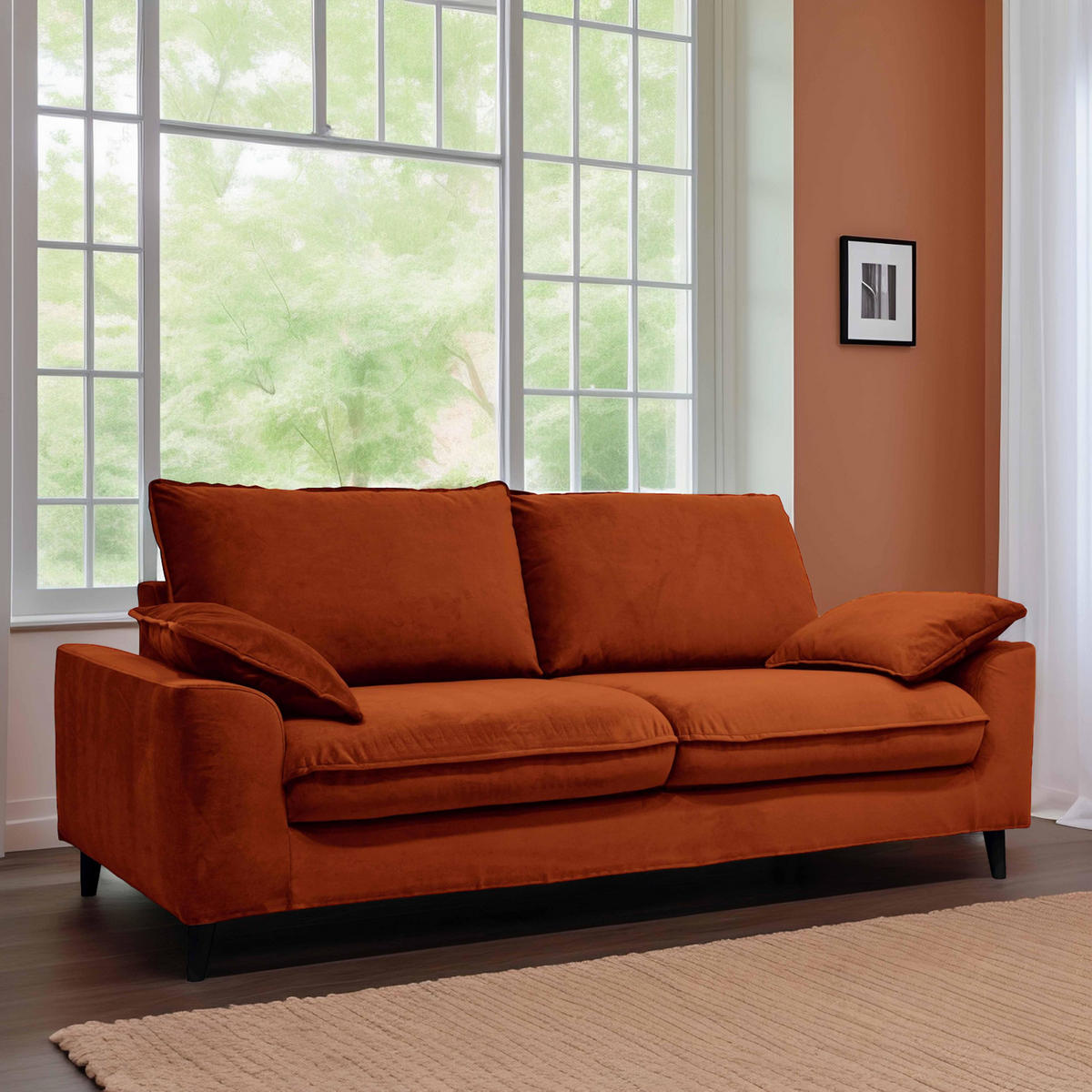 3-SITZER-SCHLAFSOFA, Stoff, Rot - Rot, Textil (97/88/205cm) - Oviala
