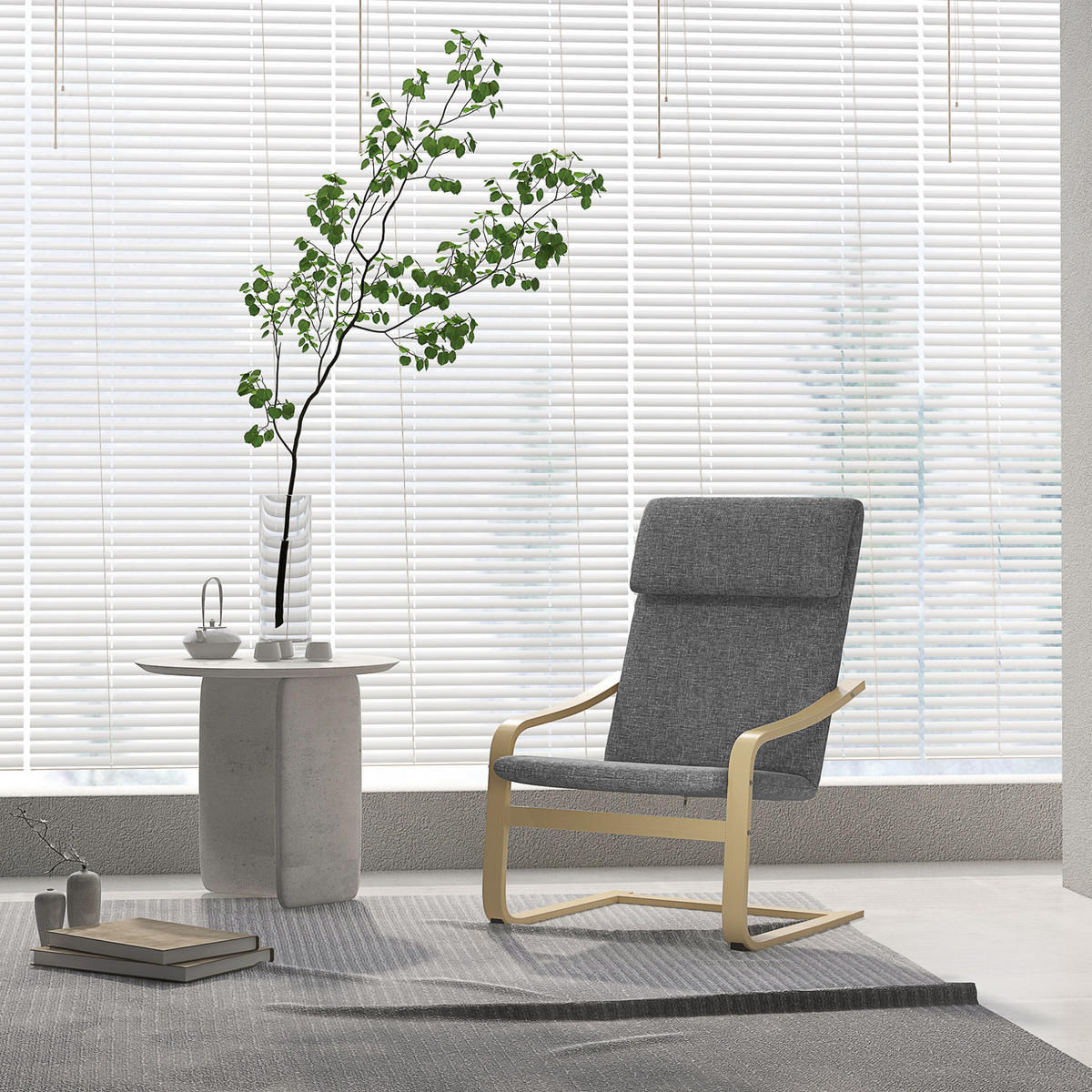 RELAXSESSEL Leinenoptik mit Kopfstütze, C-Holzgestell 78/65/96 cm Dunkelgrau - Dunkelgrau, Textil (65/96/78cm) - Redom