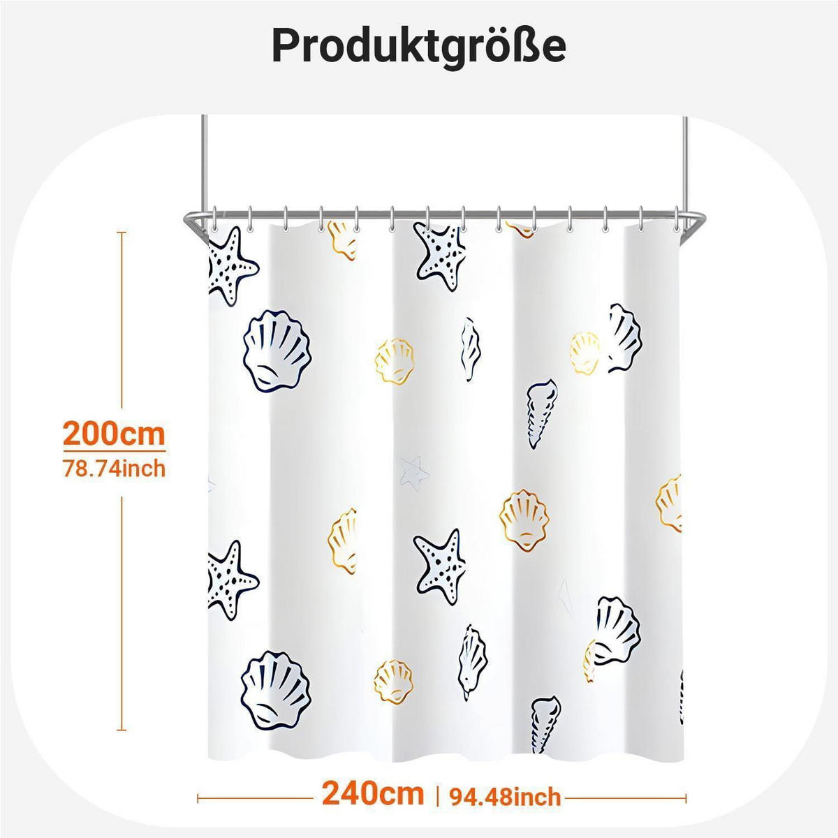 DUSCHVORHANG Klein Ozeanstern 240 x 200 cm - Multicolor, Textil (240/200cm)