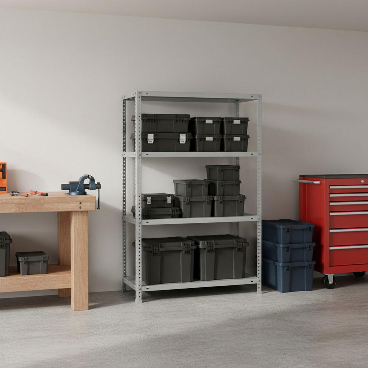 SCHRAUBREGAL PANDA MID | HxBxT 150x100x50cm | 4 Fachböden | Fachlast 100kg | Grau - Grau, Metall (100/150/50cm) - PROREGAL