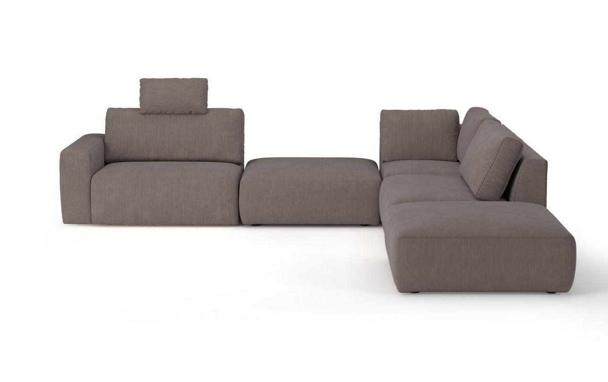 ECKSOFA hochwertige und außergewöhnliche Handwerkskunst - Taupe/Schwarz, Holz/Kunststoff (373/345cm) - Cotta