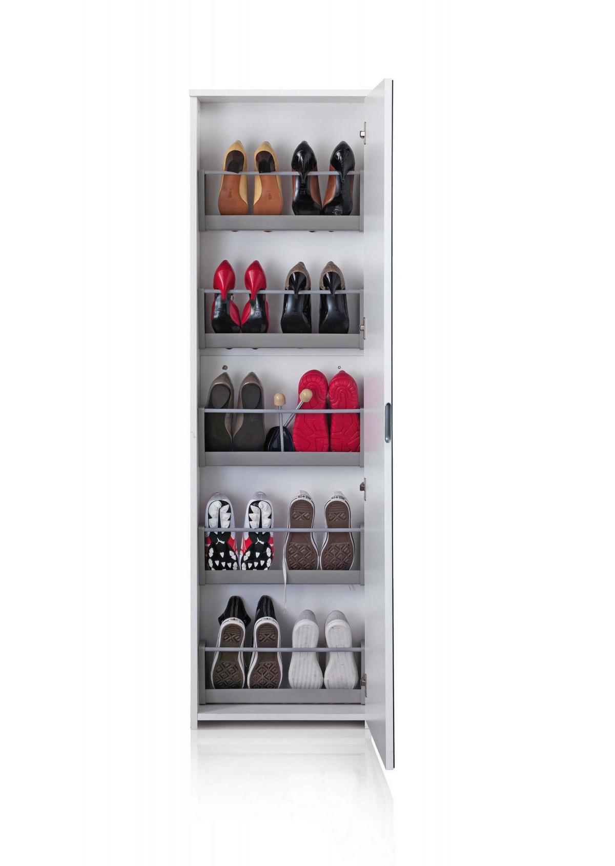 SCHUHSCHRANK Weiß 18/50/178 cm - Weiß, Holzwerkstoff (50/178/18cm) - DMORA