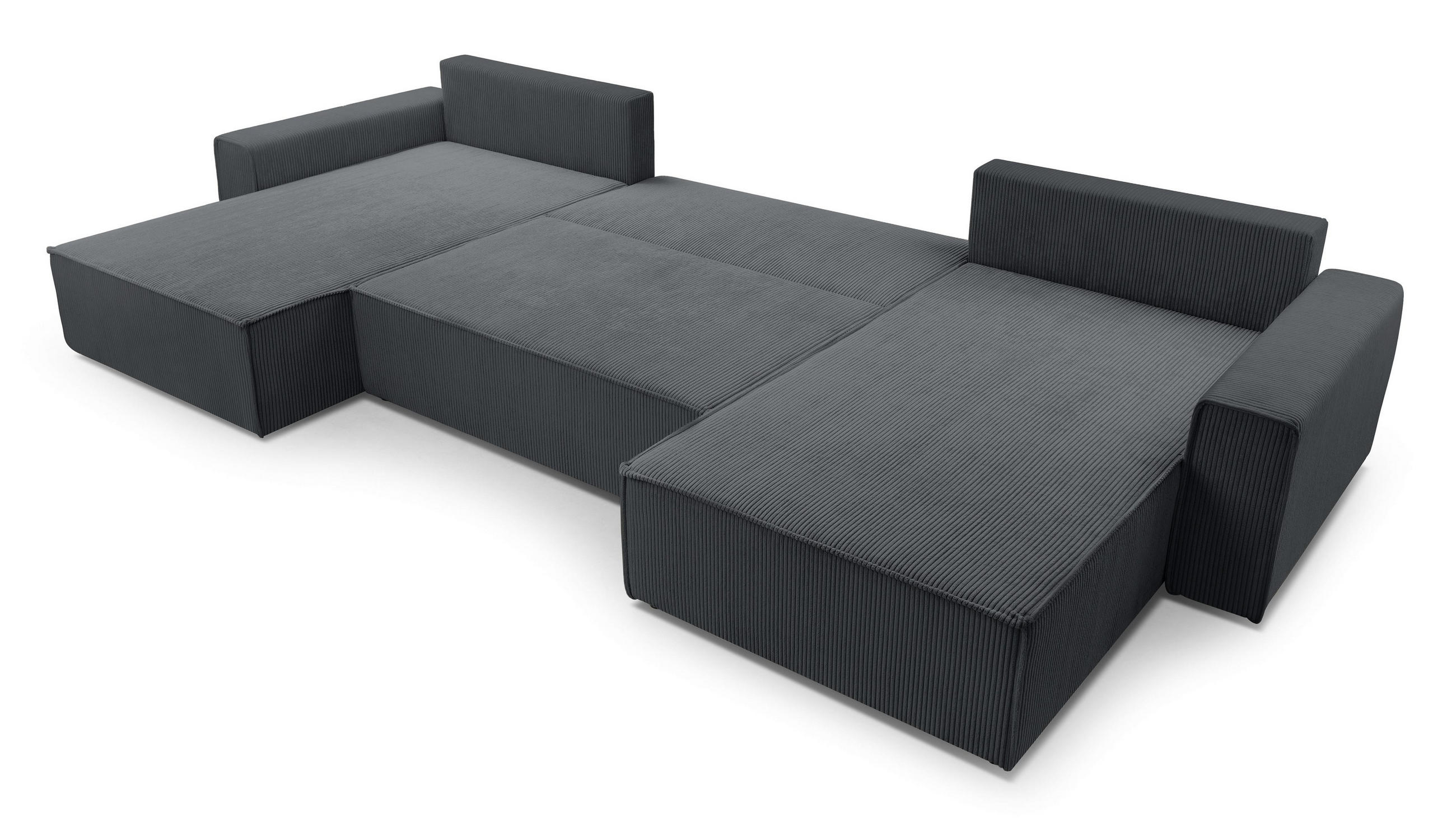 WOHNLANDSCHAFT Cedria Grau 389/145/85 cm mit Schlaffunktion - Schwarz/Grau, Kunststoff/Textil (389/85/145cm) - AX Living