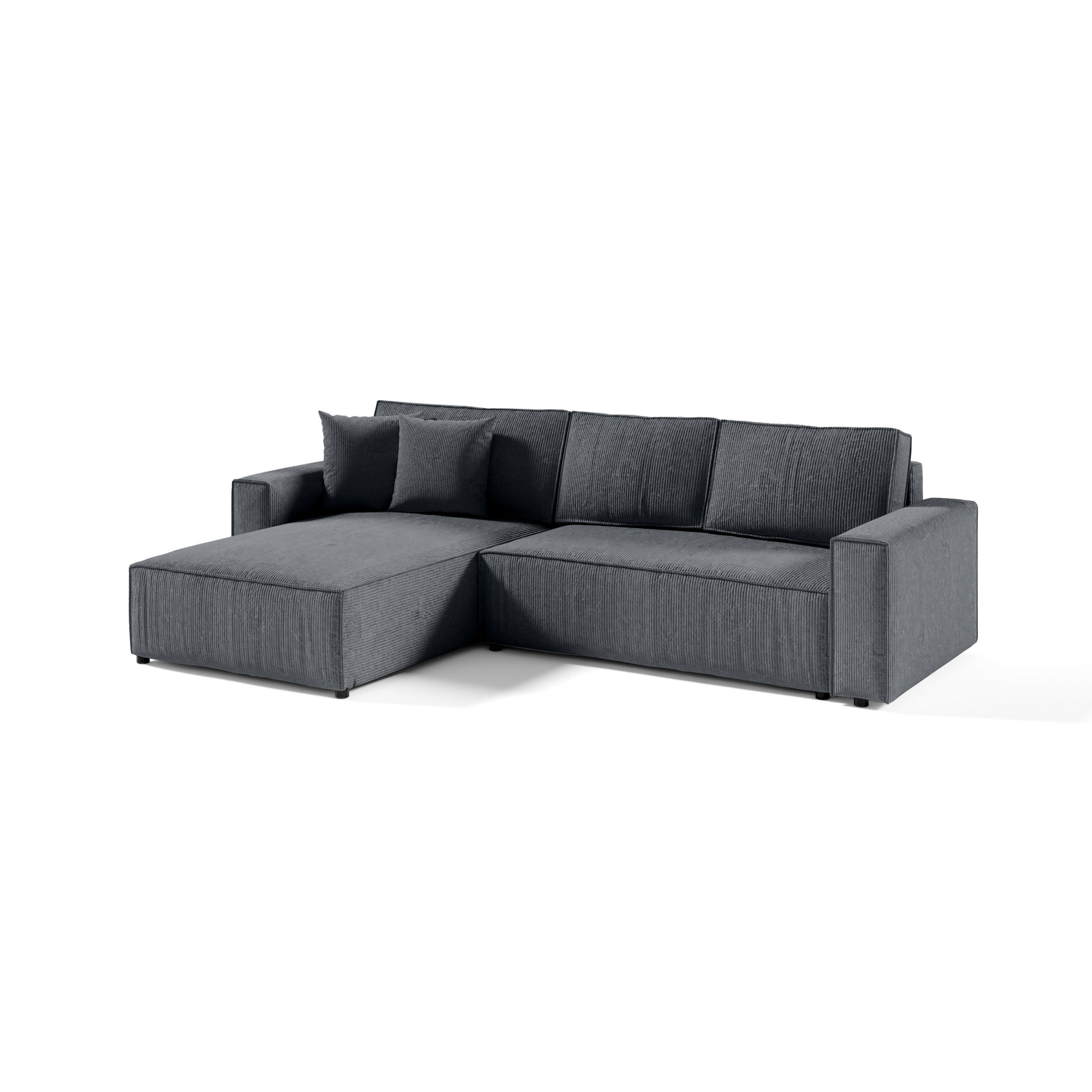ECKSOFA Couch Sofagarnitur Sekwana L-form Anthrazit - Anthrazit, Naturmaterialien (294/185cm) - Fedve