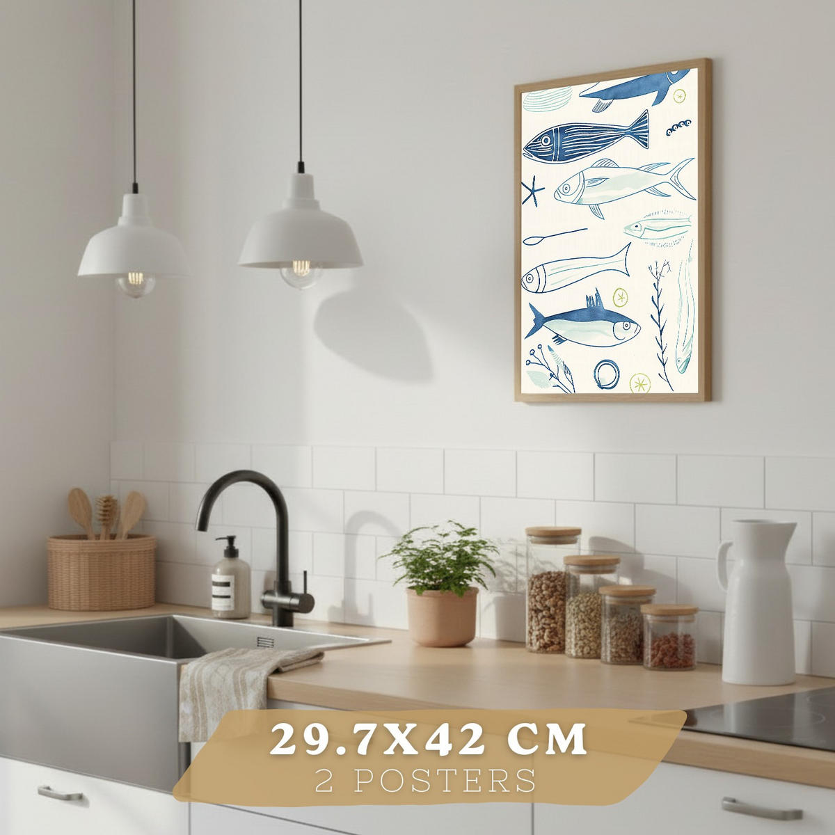 PLAKAT Sada 2 Martini A3 Černý rám - černá, papír (29.7/1/42cm) - Nacnic